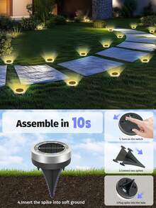 太陽能地燈 - 升級扁平設計 LED 景觀照明 - 適用於戶外走廊、步道、花園、庭院、公園、小徑及季節性或節日裝飾 - 超音波地埋 - 查看 5