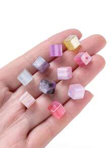 6pcs 8mm UV Sensitive Color-Changing Resin Square Loose Beads, High Transparency Fine Glitter Gradient Beads, DIY Beading Material - Square Light-changing Gradient Beads - View 4
