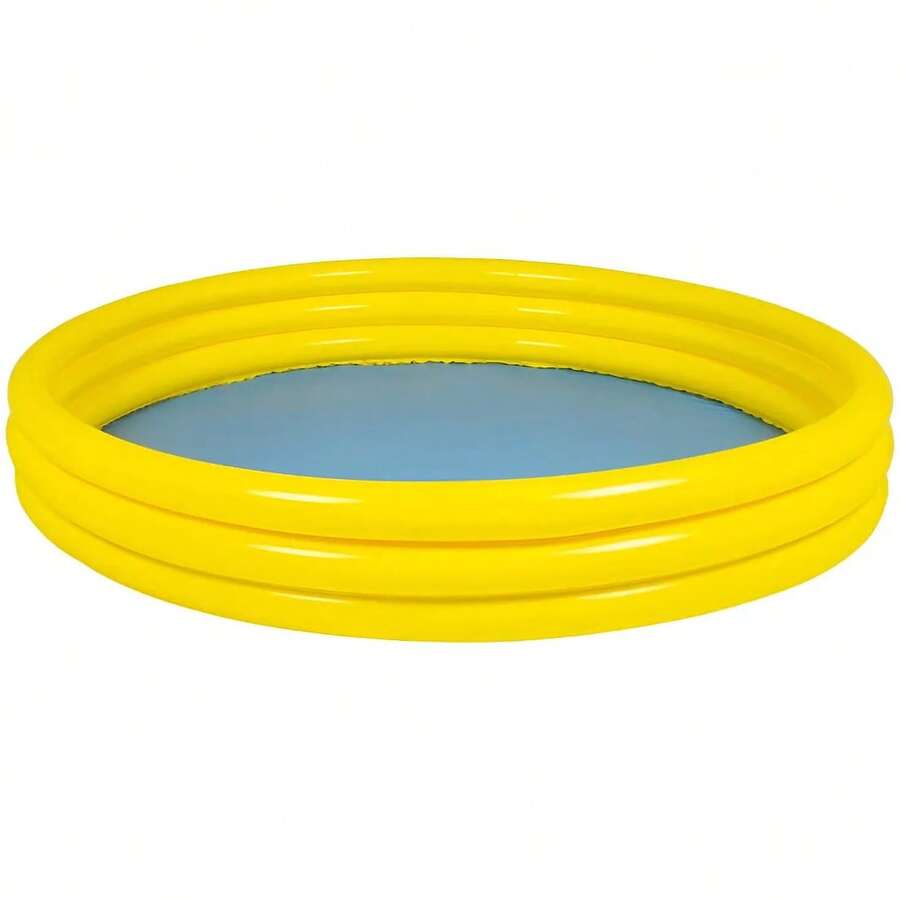Inflatable Round Children's Swimming Pool 157 X 25 Cm With 3 Rings For Outdoor Use - Yellow - View 1