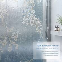 Elegant Gold Leaf Floral Static Cling Window Privacy Film, Glue-Free Frosted Plant Glass Sticker, Removable Decorative Window Curtain, Suitable For Bathroom, Bedroom, Living Room Home Glass Doors - Flowers - View 4