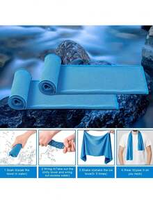 2/6 piezas Toallas refrescantes (31.5in*11.8in) Toallas refrescantes, Toallas frías, Toallas refrescantes de microfibra suave y transpirable, Adecuadas para deportes, yoga, gimnasio, camping, correr, fitness, entrenamiento y otras actividades - Multicolor - Ver 7