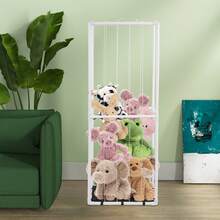 White PVC Vertical Stuffed Animal Storage Organizer, Floorstanding Plush Toy Holder With Elastic Rope For Bedroom Playroom - White - View 9