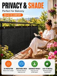 1pc UV Protection Shade Net With Eyelets, 7 Sizes Available, Durable & Tear-Resistant, Easy To Install On Balcony, Patio And Swimming Pool, Provides Excellent Shade, Shelter And Privacy Protection - Multicolor - View 9