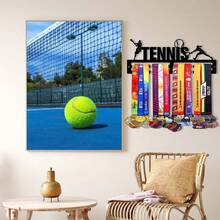 1PC Tennis Gold Silver Bronze Medal Display Rack, Metal Wall Decor Storage Shelf, Suitable For Sports Awards, Weather-Resistant Display For Collectibles, Perfect For Sports Enthusiasts And Athletes, Indoor And Outdoor Use, Ideal Gift For Sports Fans And Champions - Black - View 6