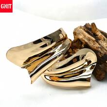 GNIT Green Marbled Faceted Resin & Asymmetric Fold Gold Cuff Bracelets For Women, 3PCS/1pc Chunky Stackable Open Bangle Vintage Statement Jewelry Set - Peacock Blue. Peacock Blue. Gold - View 4
