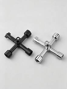 2pcs Multi-Function Cross Key Wrench, 4-In-1 Universal Key With Hex, Triangle And Square Shaft, Suitable For Faucet Valves, Electrical Cabinets, Elevator Doors, Industrial Grade Durable Metal Tool - Multi-function Wrench - View 2