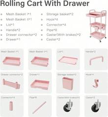 Slim Rolling Storage Cart, 3 Tier Bathroom Storage Organizer Laundry Room Utility Cart Mobile Shelving Unit, Multi-Purpose For Kitchen Office Bathroom - 查看 10
