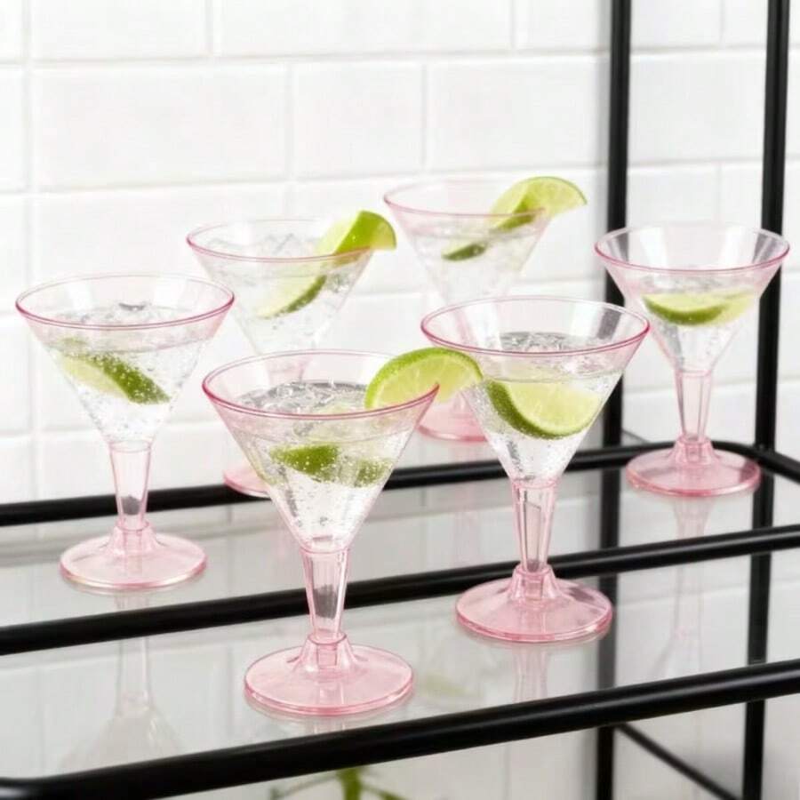 1/4/8/12/20pcs Elegant Pink Martini Glasses - Perfect For Cocktails, Champagne, Desserts And More - Ideal For Weddings, Parties, Coffee Shops And Various Events. Glass, Suitable For Halloween, Thanksgiving, Christmas, Carnival, Home, Restaurant, Party, Celebration, Office And More. - View 1