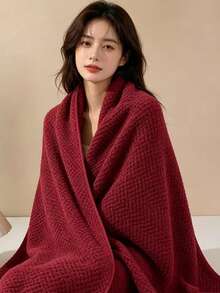 Toalla de hogar/baño de felpa de coral minimalista con estampado de piña a cuadros rojo, suave, absorbente y de secado rápido - Rojo - Ver 6
