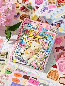 600+ Pieces 32 Sheets New American Retro Mini Sticker Book, Laser Cover, Pre-Cut, Scrapbook Collage Card DIY Decoration Sticker Material - Rectangle - View 10