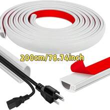 2M/3M Curved Anti-Crush Floor Cable Cover, Self-Adhesive Power Extension Cord Cable Management Tray, Cable Protector, Home Wire Organizer - A - View 14