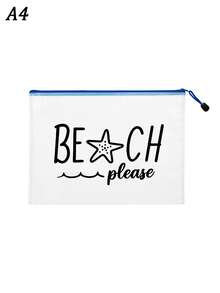 防水時尚海灘包，印有「Beach Please」海星圖案，大容量透明化妝包配尼龍拉鍊 - 輕量、春/夏防曬收納，適合游泳、海灘、潛水和夏季度假，學生返校，適合朋友、家人、閨蜜、同學。生日、節日、派對、婚禮（伴娘）、教師節、郵輪必備、畢業、暑假、返校、開學的理想禮物和紀念品 - 彩色 - 查看 17