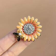 2pcs Enamel Sunflower Brooch High-End Women's Exquisite Bee Daisy Brooch Niche Design Brooch Suit Accessory - Multicolor - View 6