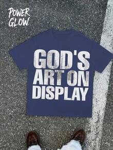 ART OF GOD ON DISPLAY, Custom Graphic Tees For Men - Men's Tees. Casual And Stylish Summer Short-Sleeve Tees Made Of 100% Cotton - 藏蓝色 - 查看 1