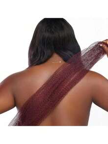 1 pieza Esponja de baño de malla africana, esponja de baño exfoliante duradera unisex, extensible hasta 66 pulgadas, para exfoliar el Body, deja la piel suave - Ver 1