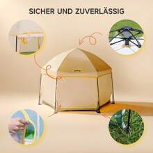 Jovikids Foldable Baby Playpen With Canopy, Pop-Up Tent For Children, Outdoor Use, Large 6-Sided Playpen With Carry Bag For Home, Garden, Beach. 150 X 15 X 105 Cm - A - View 6