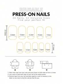 24-teiliges Set Press-On Nägel, quadratisch, French Nail Art, einfaches Color Blocking, lustiges Muster, künstliche Nägel, inklusive 1 Nagelfeile und 1 Gel-Basis, Nagelpflege-Werkzeuge - Verschiedenfarbig - Übersicht 5