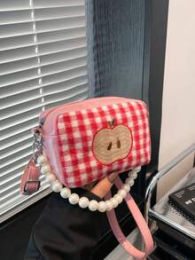 Este nuevo bolso cuadrado con forma de manzana presenta un asa de perla y un diseño único, lo que lo convierte en un regalo perfecto para adolescentes. - Multicolor - Ver 12