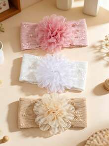 3 Stück/Packung Mehrfarbige Baby-Haarbänder, Weich & Elastisch, Atmungsaktiv, Geeignet für alle Jahreszeiten, Tolles Geschenk, Perfekt für Fotoshootings - Verschiedenfarbig - Übersicht 2
