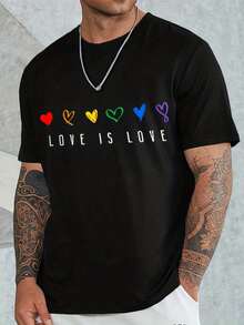 Pride-Themed, Crew Neck, Short-Sleeved, Outdoor, 180 G/M² Cotton. Ideal As A Gift For Friends Or Family, For Both Men And Women. Sizes S-XXXL, Black. T9KJ - 黑色 - 查看 1
