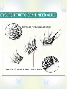 120 Clusters Cat Eye And Fox Eye Style Self-Adhesive False Eyelashes, 9-13Mm C Curl Self-Extension Lashes, Designed For Creating Stunning Makeup Looks. - C - View 2