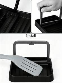 1pc Multi-Functional Kitchen Storage Rack, Can Hold Spatulas, Pot Lids, Spoons And Other Kitchen Utensils, Keeps Countertop Dry And Leak-Proof, Keeps Countertop Clean, Elegant And Easy To Clean - Multicolor - View 7