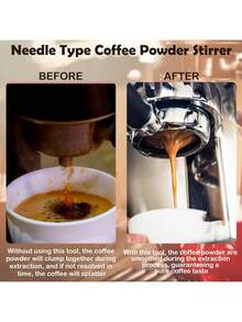 1pc Stainless Steel Needle Coffee Stirring Stick - Espresso Stirrer With Natural Wood Handle And Base, 6-Needle Stirring Head, Suitable For Home Kitchen And Coffee Shop - Multicolor - View 5