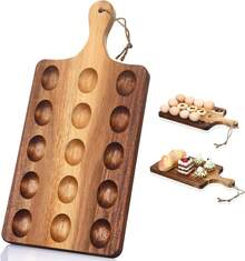 Reversible Wooden Deviled Egg Platter Deviled Egg Tray Charcuterie Board Cutting Board Cheese Serving Tray For Home Kitchen(15 Holes) - View 2