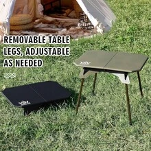 Mesa de camping plegable ultraligera, 2 altura ajustable porttil para picnic al aire ltima intervensin con bolsa de transporte, compacta para mochileros, campamento, viajes, patio - Verde - Ver 4