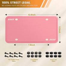 2pcs Universal Silicone License Plate Frame Set Anti Rattle Rust Proof Car Plate Holder With Mounting Accessories 31x16cm Pink - Rosa - View 4