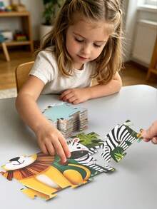 1pc Children's Paper Puzzle 40pcs Picture Cards Animal City Dinosaur Educational Early Learning Assembly Reading Study Book Suitable For Children 3+ Years Old Boys Girls Interactive Toy Christmas Gift - Multicolor - View 9