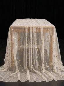 1件金色箔網格桌布，雙面聚酯纖維桌巾，220*130cm，婚禮裝飾、新娘派對裝飾、生日派對裝飾、宴會桌裝飾、週年紀念裝飾、桌面裝飾 - 金箔 - 查看 5