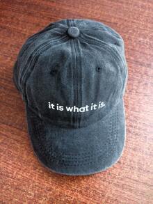 1件中性款「It Is What It Is.」印花戶外休閒可調節水洗棒球帽，適合四季、夏季、海灘、度假 - 彩色 - 查看 12