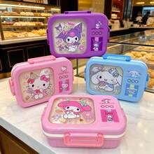 SANRIO 三麗鷗可愛分格便當盒/午餐盒,可微波,適合戶外使用,密封防漏且防交叉污染,便攜卡通風格附湯匙 - 彩色 - 查看 2