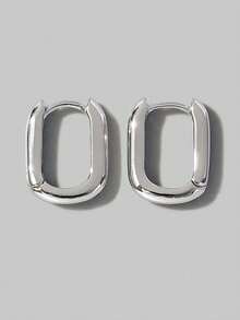 Jessie Jewelry 1 Pair Classic Minimalist Elegant Hip-Hop Style Square Earrings For Women, Unique Personalized Statement, Great Gift Choice - Silver - View 5