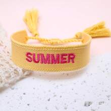 1件 SUMMER 字母手鍊 波西米亞海灘度假風友誼手繩 假日派對海邊旅行禮物 - 黃色 - 查看 2