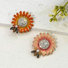 2pcs Enamel Sunflower Brooch High-End Women's Exquisite Bee Daisy Brooch Niche Design Brooch Suit Accessory - Multicolor - View 1