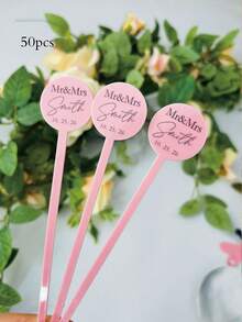 Personalised Drink Stirrers Acrylic Stir Sticks Wedding Decorations Custom Birthday Cocktail Swizzle Sticks Bar Drinks Mixing Bachelorette Party Cocktail Stirrer Swizzle Decorations, Unique Gift, Signature Monogram - UV Version - View 8