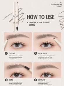 3CE Easy Shaping Eyebrow Pencil #Ebony Black 130mg, Dual-Ended With Spiral Brow Brush, Smooth Powder Texture, No Clumping, Waterproof, Sweat-Resistant, Long-Lasting, Suitable For All Skin Types - Easy-to-shape Eyebrow Pencil, Ebony Black - View 10