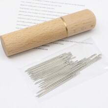 30pcs Sewing Needle Set In Cylindrical Wooden Box, Home DIY Sewing Needles, Quick Mending Tool - Multicolor - View 3