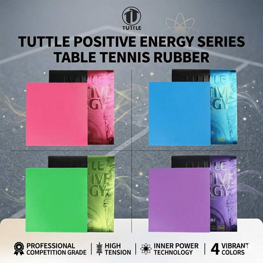 TUTTLE 1pc Colored Table Tennis Rubber - 2.1mm Medium Hardness, Non-Tacky Inverted Rubber, High Elasticity Table Tennis Rubber - Purple - View 1
