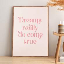 1pc Canvas Wall Art With Frame, Pink Vintage Quote "Dreams Come True" Inspirational Poster, Suitable For Modern Home Decor, Room Decor, Dorm Decor, Bedroom Decor, Living Room Decor, Bathroom Decor, Kitchen Decor, Dining Room Decor, Living Room Decor, Office Decor, School Decor, Classroom Decor, Back To School Decor, Waterproof Poster, Bohemian Style Living Room, Gift, Apartment Decor, College Style Poster - A - View 11