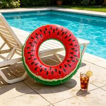 1pc Creative Fruit Shaped Inflatable Swim Ring, Classic Watermelon Print, Large Pool & Beach Float, Ideal Summer Vacation Leisure Accessory, Party Decoration Practical Swimming Float - Multiple Styles - View 4