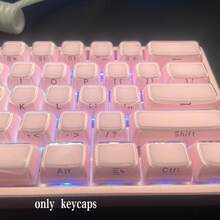 [Teclas de color rosa opaco tipo gelatina] talla grande de 130 teclas, material PBT, perfil MDA, juego completo de teclas personalizadas DIY para teclado mecánico, compatibles con interruptores MX, diseños de teclado de 61/64/68/75/84/87/98/104/108 teclas, rosa gelatina, regalo perfecto, teclas de teclado, colección de teclas, accesorios de teclado, teclas de teclado mecánico, teclas PBT, teclas, teclas sublimadas, teclas intercambiables - Ver 5