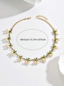 1pc Bohemian Lily Of The Valley Pendant Necklace For Women, Suitable For Daily, Casual, Beach Vacation Wear, Women's Summer Jewelry Gift - White - View 2