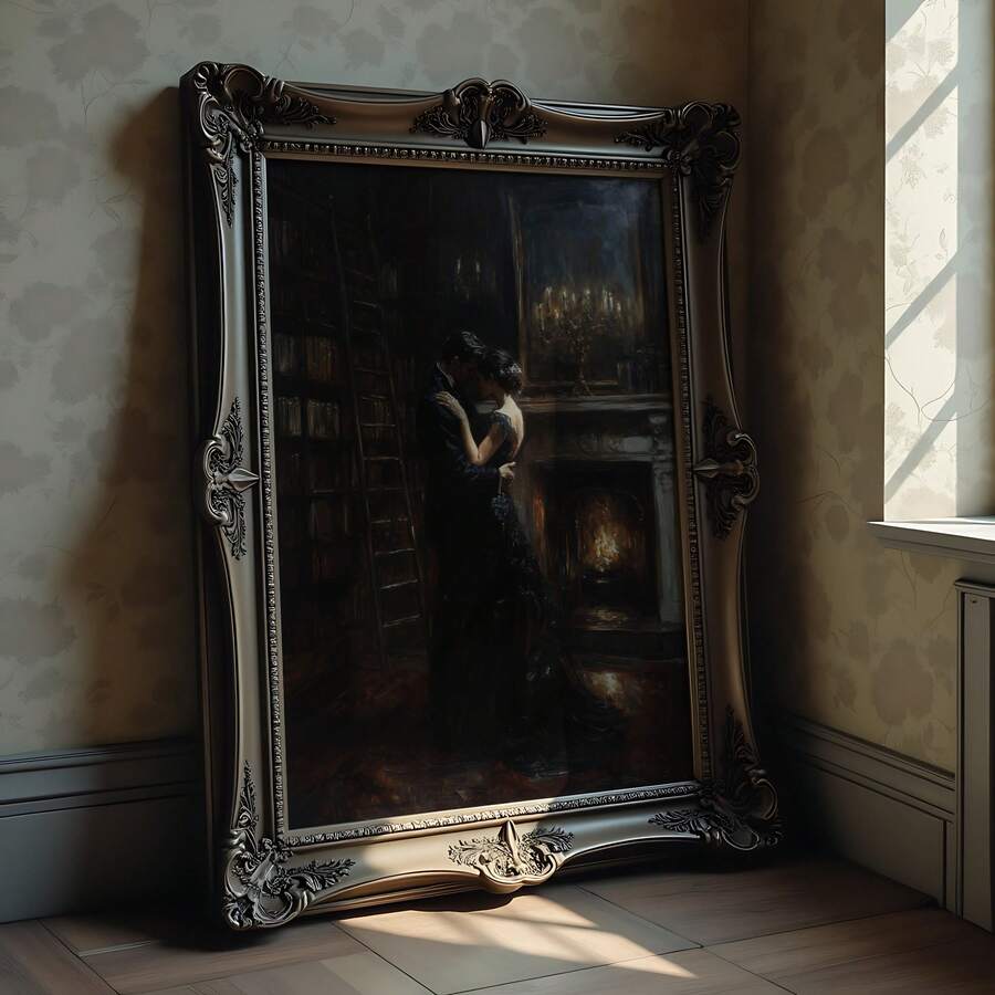 1pc Frameless Dark Academia Book Lover Gift Vintage Library Art Victorian Romantic Wall Poster Print For Apartment Living Room Bedroom Dorm Decor, Room Decor, Prints For Wall, Vintage Decor - Books - View 1