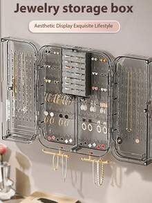 Aesthetic Earring Organizer Case To Guard Chains Clear Jewelry Display Case For College Girls Chic Jewelry Wardrobe Perfect For Dorm Room Vanity Heavy Duty Multi-Layer Hair Tie Rack Display Stand Water-Proof Storage Gifts For Her - Multicolor - View 12