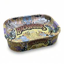 1 Set 2-In-1 Metal Tray Box, Premium Holographic Printed Tray, Metal Tray, Herb Rolling Tray, Beginner Decorative Box, Desktop Storage Box - Double hole-black - View 7