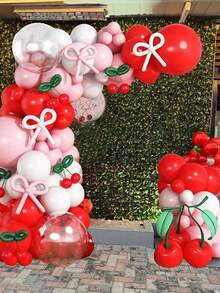 106pcs Latex Balloon Arch Garland Set, Red White Pink Latex Balloons, Suitable For Birthday Party, Baby Shower, Cherry Theme Party Decoration - Multicolor - View 3