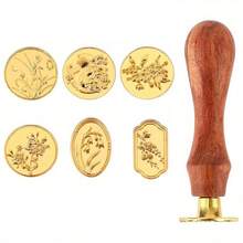 6pcs Gold Alloy Wax Seal Stamp Set With Replaceable Wooden Handle - Cat, Camellia Pattern, For Invitations, Cards, Envelopes And Gift Packaging, Stamps, Floral Pattern - A - View 8